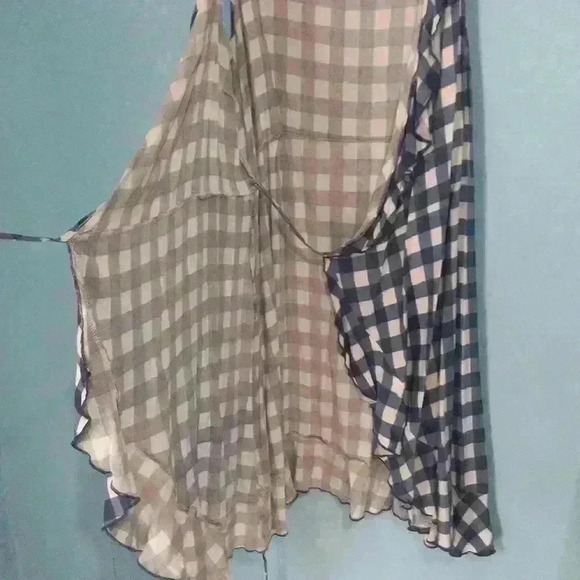 Charlotte Russe blue white, cottage, tie front,boho, festival, Prairie size L - Picture 3 of 6